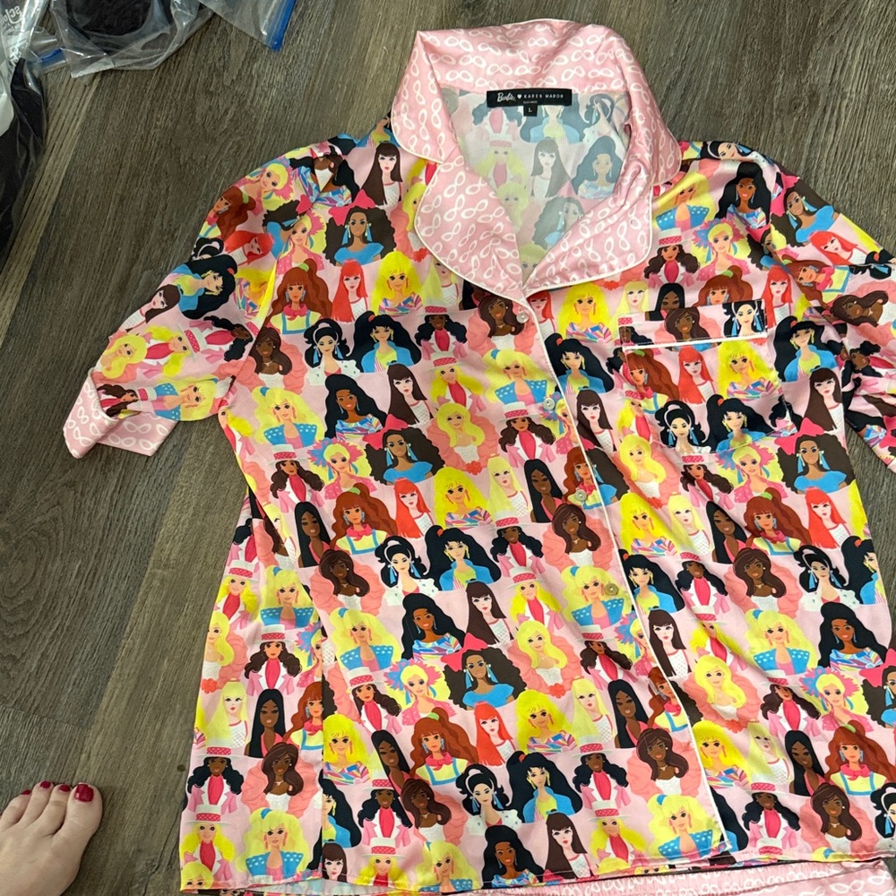 Women's Multicolor Printed Short Pajama Set - Pink Trim - Picture 3 of 5